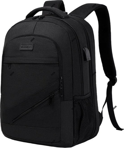 Secure & Waterproof Anti-Theft Backpack with USB Charging Port - Fits Laptops up to 17" - Unisex School Bag - Black by Zedar