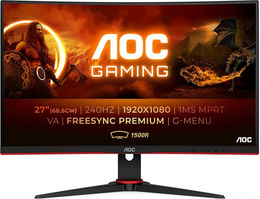"AOC C27G2ZE - 27 Inch Full HD Curved Gaming Monitor - 240Hz"

Productnaam in het Engels: AOC C27G2ZE