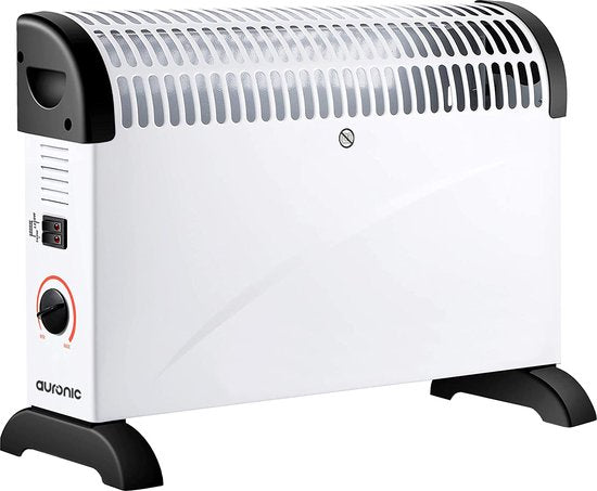 Auronic Electric Convection Heater - 750/1250/2000W - Adjustable Thermostat - Sleek White Design