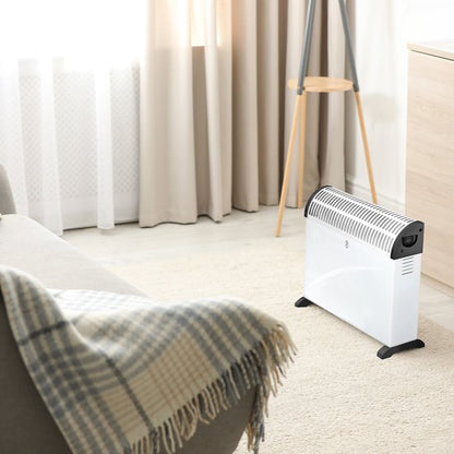 Auronic Electric Convection Heater - 750/1250/2000W - Adjustable Thermostat - Sleek White Design