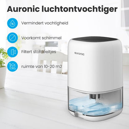 Auronic Dehumidifier - Removes 450ml/Day - LED Display - Perfect for Living Room, Bedroom & Bathroom - White