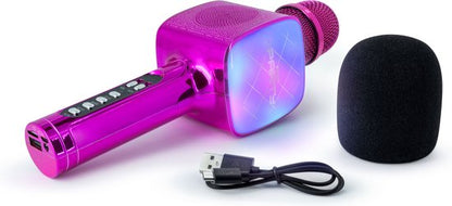 Kids' Ultimate Party Karaoke Microphone - LED Lights & Bluetooth - Pink