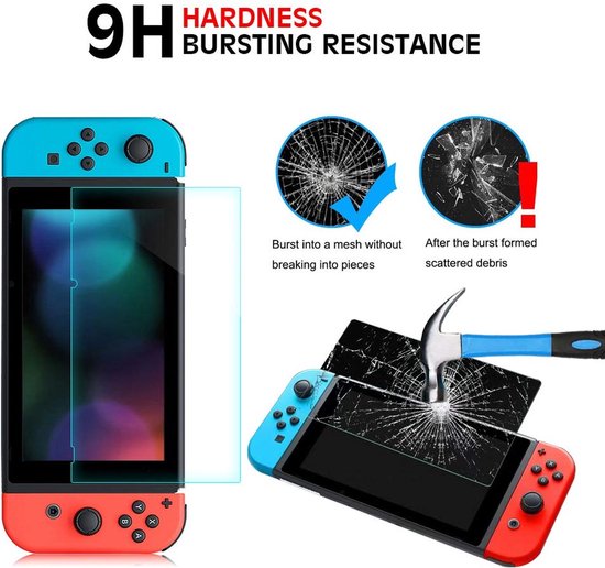 BOTC Case suitable for Nintendo Switch - including screen protector and thumb grips - Protective Case - Switch Cover - Black