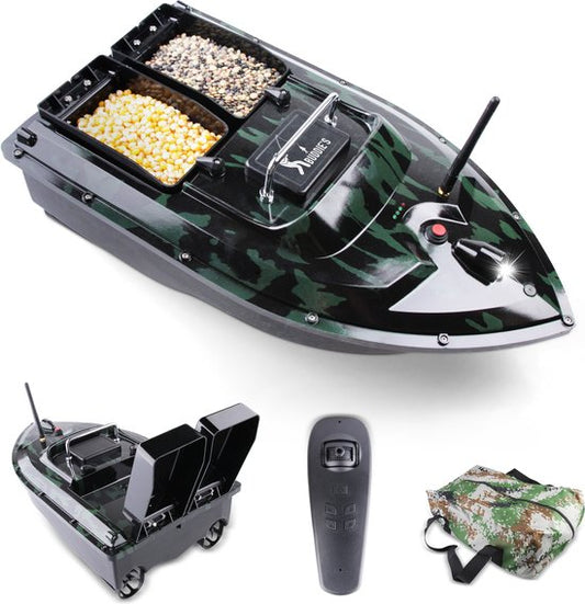 "Buddie's® Baitboat - 3KG Load Capacity - 2 Feed Trays - Illumination - 500m Range - Storage Bag - Carp Baitboat - Carp Fishing"

Product Name in English: Buddie's Baitboat