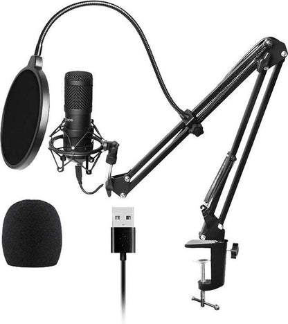 "USB Condenser Microphone with Arm - Gaming - Cardioid Pattern - PC Microphone - with Stand - Pop Filter - Noise Filter - Laptop - Streaming"

Product name in English: USB Condenser Microphone with Arm