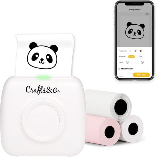 Crafts&Co Mini Pocket Printer - Sticker Printer - Mobile Photo Printer - Christmas Gift - Includes 3x Rolls
Crafts&Co Mini Pocket Printer