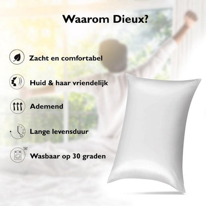 Dieux® - Luxury Satin Pillowcases - White - 60 x 70 cm - Set of 2 - Hypoallergenic - Skin & Hair Care