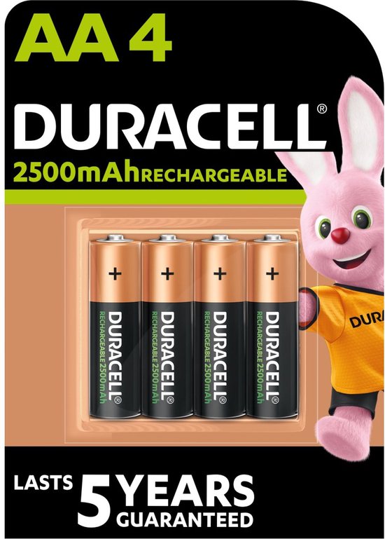 Duracell Rechargeable AA 2500mAh Batteries - Pack of 4

Duracell Rechargeable AA 2500mAh Batteries