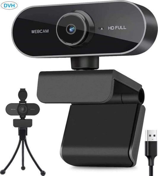 HD 1080P Webcam with Microphone – USB Plug & Play – Privacy Cover – Compatible with Windows & Mac