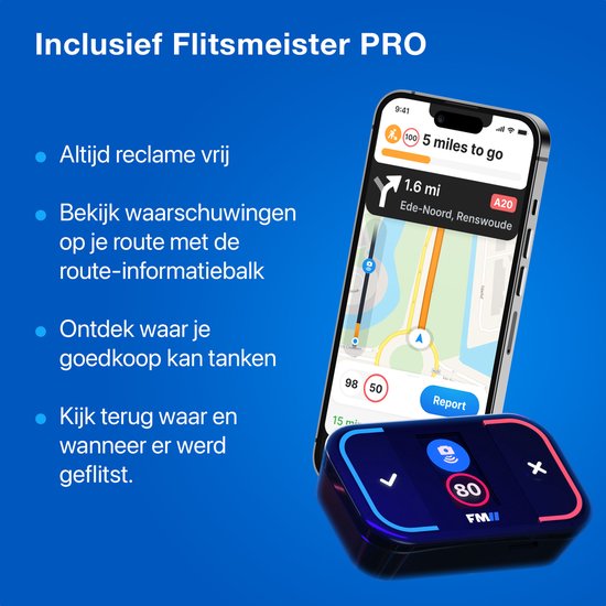 Flitsmeister TWO - Alert Detector for Speed Cameras, Traffic Situations, and Speed Limits - Crystal Clear Color Display - Works with Flitsmeister App, incl 1 Year Free PRO - For Car and Motorcycle.

Flitsmeister TWO