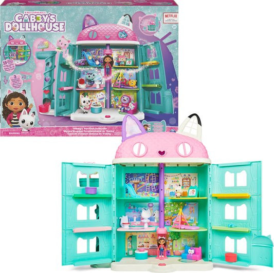 Natuurlijk! Hier is een herschreven versie van de titel in het Engels:

**Gabby's Magical Dollhouse - Over 60cm Tall - Includes Gabby & Pandy Figures, 8 Furniture Pieces & 3 Accessories - Perfect for Kids 3+**

Deze titel benadrukt de belangrijkste kenmerken en voordelen van het product op een duidelijke en aantrekkelijke manier.