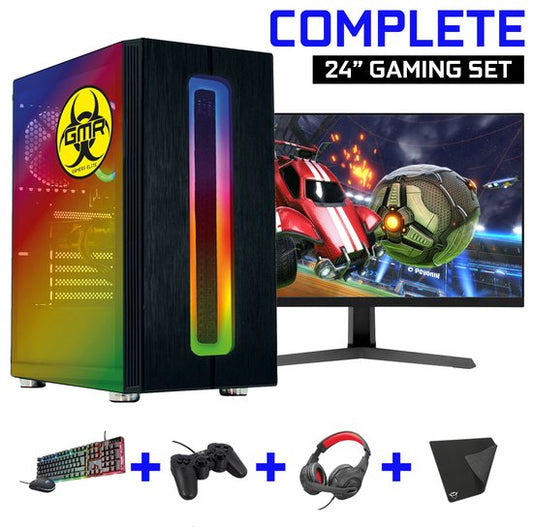 Ultimate Gaming PC Set for Minecraft | Ryzen 3 - Vega 8 - 16GB RAM - 500GB SSD | Includes 24" Monitor, Mouse & Keyboard, Controller, Headset & Mousepad