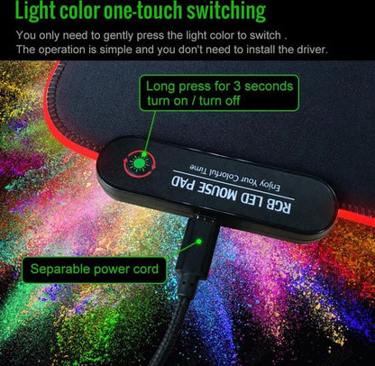 Extra Large Gaming Mousepad with RGB LED Lighting and Anti-Slip