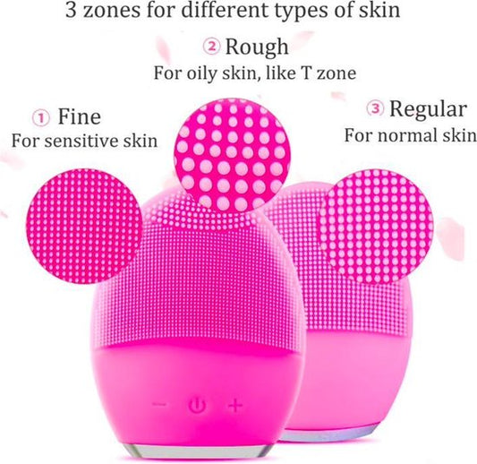 Electric Facial Cleansing Brush - Vibrating Silicone Pore Scrubber - Blackhead Remover - Suitable for All Skin Types - USB Rechargeable Skincare Tool