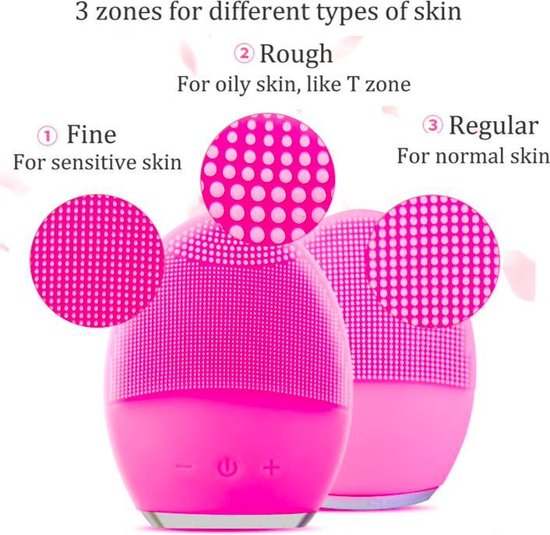 Facial brush - Electric facial cleanser - Silicone brush with vibrations for the skin - Pore scrubbing - Blackheads - For all skin types - Skincare - USB rechargeable