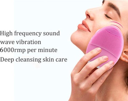 Electric Facial Cleansing Brush - Vibrating Silicone Pore Scrubber - Blackhead Remover - Suitable for All Skin Types - USB Rechargeable Skincare Tool