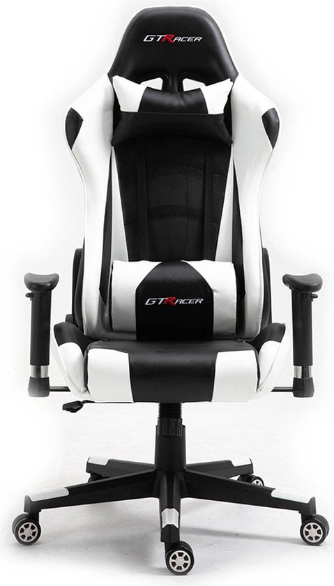 GTRacer Pro Ergonomic Gaming Chair - Adjustable, Premium Comfort - Black/White