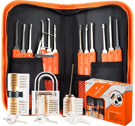 Ultimate Lockpick Set with 3 Practice Locks - 32 Pieces - Includes 3 Lock Sleeves & Guide - Perfect for Beginners & Pros