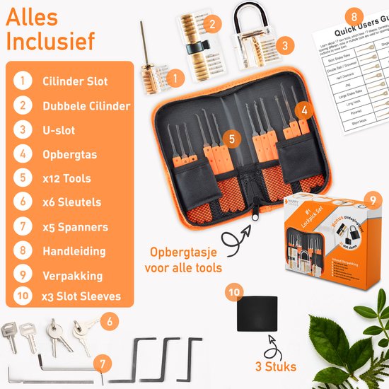 Ultimate Lockpick Set with 3 Practice Locks - 32 Pieces - Includes 3 Lock Sleeves & Guide - Perfect for Beginners & Pros