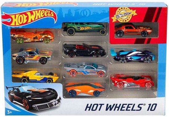 "Hot Wheels - Set van 10 diverse speelgoedauto's" 
"Hot Wheels - Set of 10 assorted toy cars"