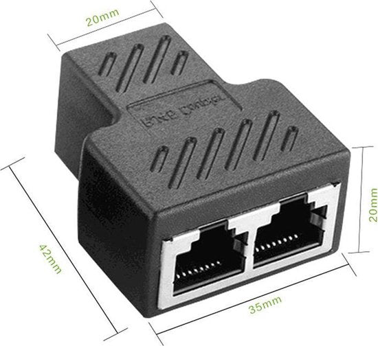 Internet Cable Splitter - 1 to 2 - Network Adapter - Ethernet Cable Connector
