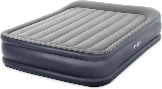 Intex Queen Deluxe Pillow Rest Airbed with Built-in Pump - 203x152x42 cm