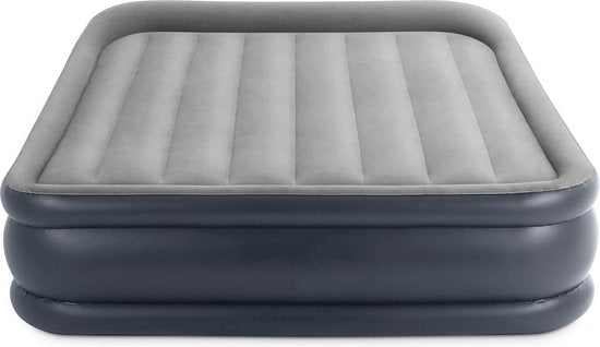Intex Queen Deluxe Pillow Rest Airbed with Built-in Pump - 203x152x42 cm