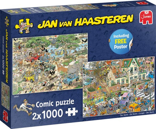 Jan van Haasteren Safari & Storm 2-in-1 Puzzle Set - 2 x 1000 Pieces