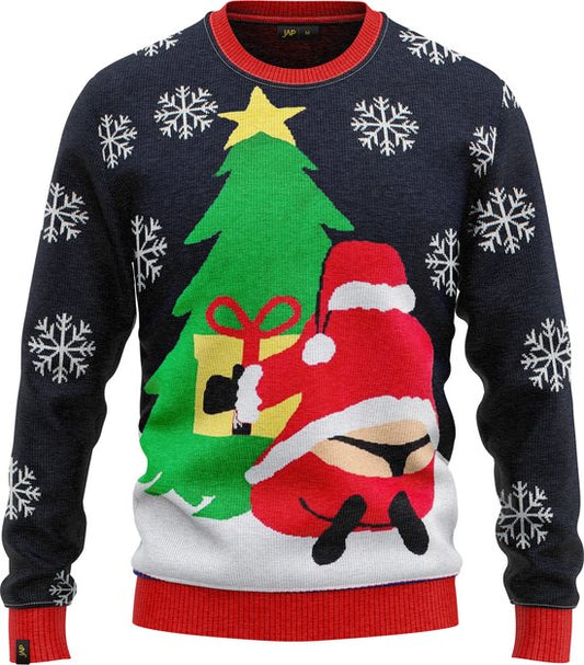 Santa's Naughty Christmas Sweater - Fun Holiday Gift for Adults - Unisex - XL - Blue