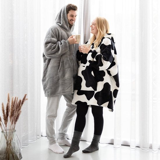 Ultimate Comfort Homie Hoodie - Oversized Blanket with Sleeves - Unisex - Gray