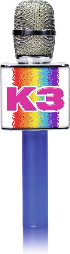 K3 Karaoke Microfoon met Geluidseffecten en Luidspreker wordt herschreven als: "K3 Karaoke Microfoon met Geluidseffecten en Ingebouwde Luidspreker".

De Engelse productnaam zonder leestekens is: "K3 Karaoke Microphone with Sound Effects and Built-in Speaker".