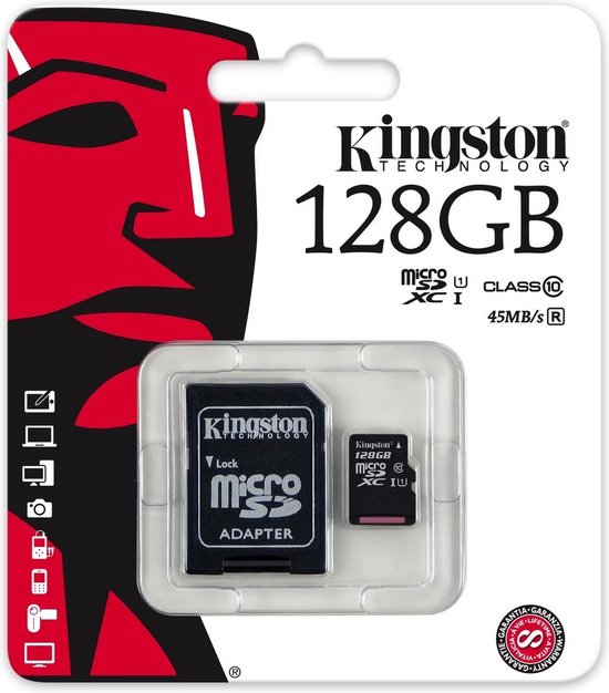 Natuurlijk! Hier is een herschreven versie van de producttitel in het Engels:

"Kingston 128GB High-Speed Micro SDXC Class 10 UHS-I Flash Card - Ultra-Fast 45MB/s Read Speed, Single Pack (No Adapter)"

Deze titel benadrukt de snelheid en capaciteit van de kaart, wat belangrijke voordelen zijn voor klanten.