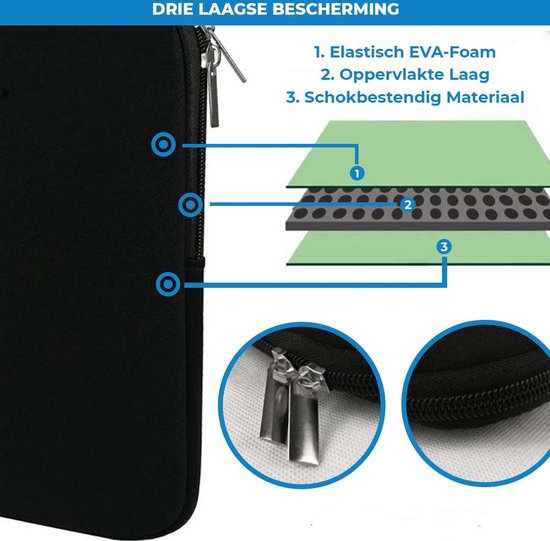 Laptophoes voor 11.6 inch laptops - Geschikt voor Macbook, Laptop en Chromebook - Zwart

Laptop sleeve 11.6 inch