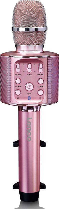 Lenco BMC-090PK - Bluetooth Karaoke Microphone - With Speaker and Lighting - Pink