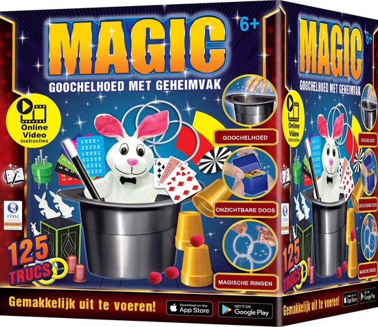 "Verbluffende Grote Goochelhoed met Konijn - Goocheldoos" 

"Magical Big Magic Hat & Rabbit - Magic Box"