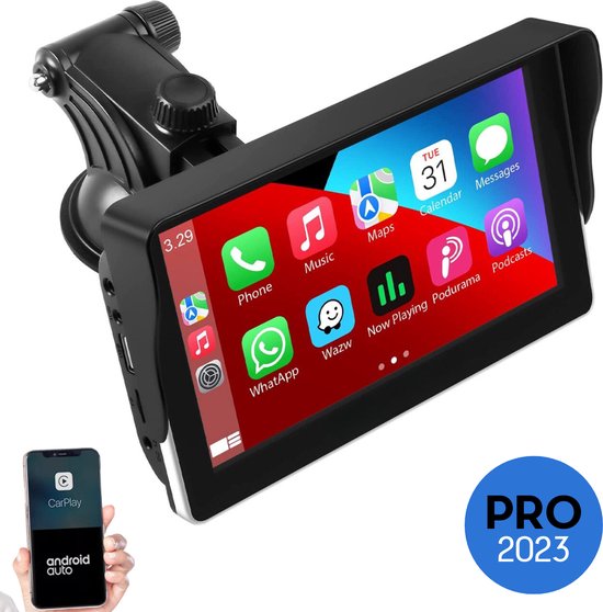 7" Wireless Apple CarPlay & Android Auto Navigation System - 2024 PRO Model - Universal Fit - Bluetooth & USB-C