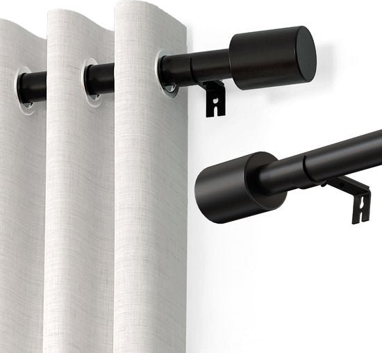 Adjustable Black Metal Curtain Rod - Noswo - Extendable 143-213 cm - Sleek & Durable