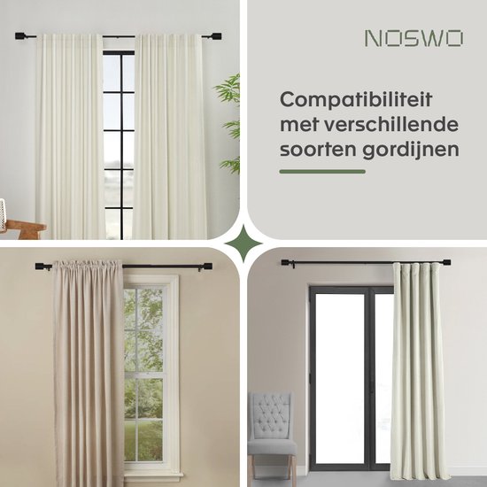 "Uitschuifbare Noswo Gordijnroede - 183 tot 366 cm - Compleet Gordijnstang - Metaal - Zwart - 300cm"

"Noswo Curtain Rod - Extendable - 183 to 366 cm - Complete Curtain Rail - Metal - Black"