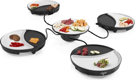 Princess Dinner4All 103080 - Gourmet set - Grill & Bakplaat - Extra long 2 meter cord - 4 persons - Expansion set available