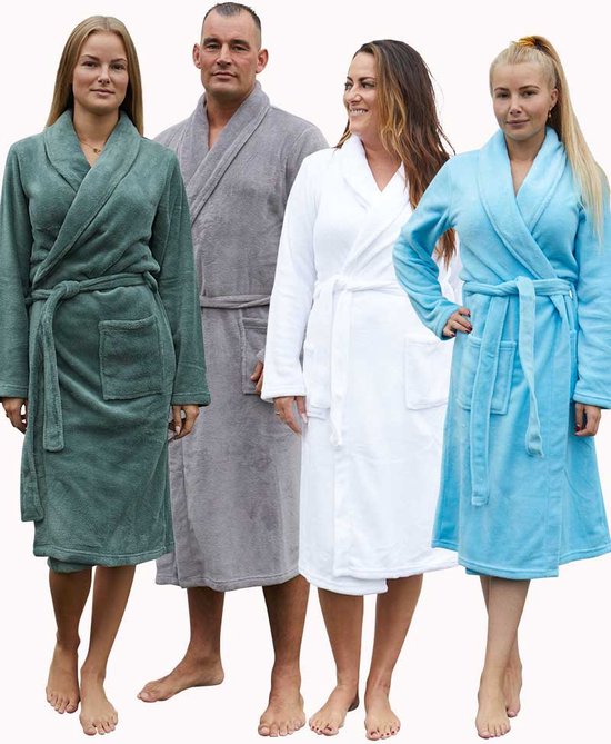 "Green Fleece Unisex Bathrobe with Shawl Collar - Relax Company - Size L/XL"

Product Name in English: "Green Fleece Unisex Bathrobe with Shawl Collar"
