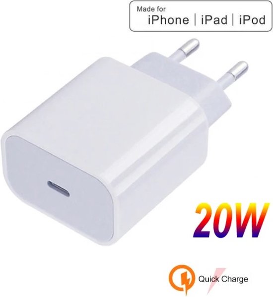 High-Speed 20W USB-C Fast Charger - Compatible with iPhone 10/11/12/13/14 & iPad - Premium Apple Adapter