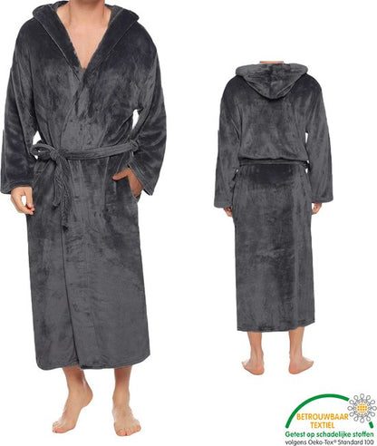 Luxurious Ultra-Soft Microfiber Bathrobe - Unisex L/XL - Charcoal Gray - Warm & Cozy - Perfect for Spa & Sauna - Oeko-Tex Certified - Ideal Gift