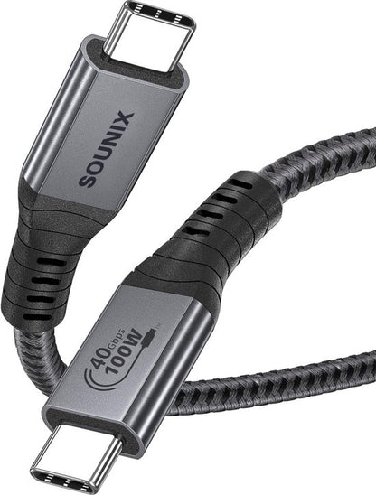 "Sounix USB 4 Cable - 40Gbps - 100W - 8K@60Hz - Compatible with Apple iPhone 15/Samsung/Macbook/iPad - Certified Cable - USB C Charger - Fast Charger - Thunderbolt - Black"

Productnaam in het Engels: Sounix USB 4 Cable