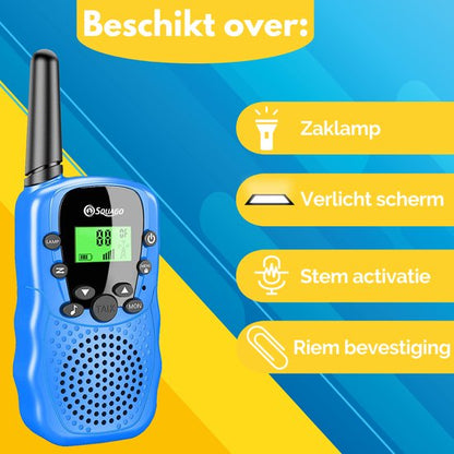 "Squago Walkie talkie - Set van 2 - Geschikt voor zowel Kinderen als Volwassenen - WalkieTalkie"

"Squago Walkie talkie"