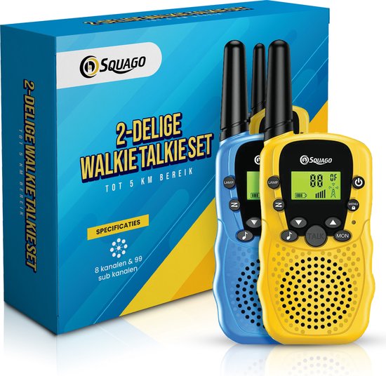 "Squago Walkie talkie - Set van 2 - Geschikt voor zowel Kinderen als Volwassenen - WalkieTalkie"

"Squago Walkie talkie"