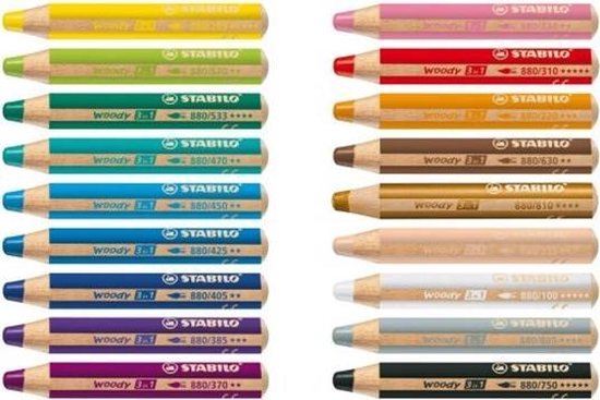 STABILO Woody 3-in-1 Multi-Talent Color Pencil Set - 10 Vibrant Colors