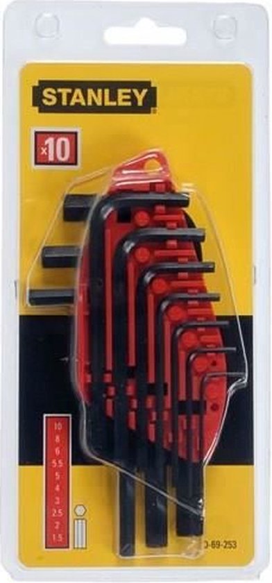 "10-delige STANLEY Inbussleutelset - 1.5 tot 10 mm" 

"STANLEY Hex Key Set 10-piece"