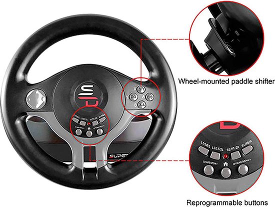 Ultimate Subsonic Superdrive SV200 Racing Wheel - Detachable Pedals - Compatible with Switch, PS4, Xbox One & PC