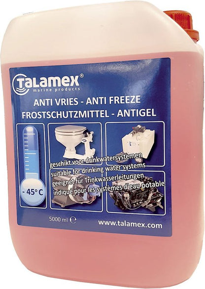 "Talamex Antivries voor Drinkwatersysteem -45 Graden - 5 Liter" 

English product name: Talamex Antifreeze for Drinking Water System 5 Liters