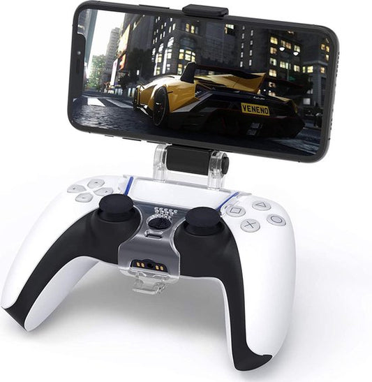 PS5 Controller Phone Mount – Universal Smartphone Clip for Playstation 5 – Crystal Clear